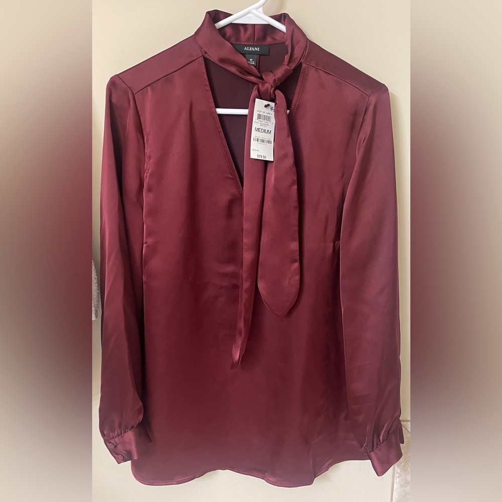 Cute silky top with collard scarf! Brand new with tags!